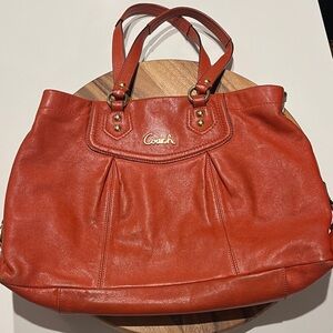 Coach Red Leather Tote Bag